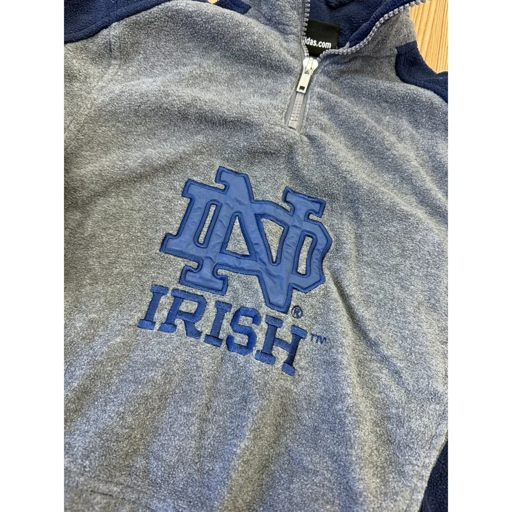 Adidas Kids Notre Dame‎ Gray Blue 1/4 Zip Fleece Sweatshirt Sz 4 Youth